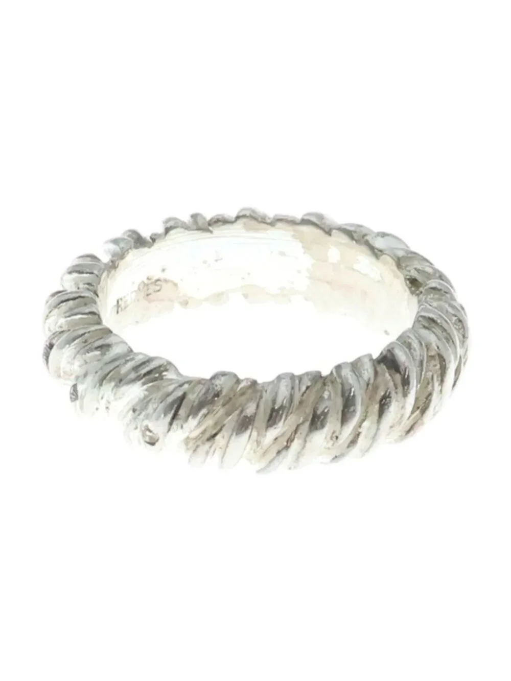 Hermes Vintage Twist Rope Motif Ring Silver